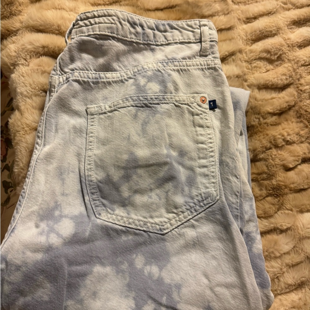 Pilcro and the Letterpress Blue and White Bleach Tye Dye Cropped Jeans - Picture 6 of 15